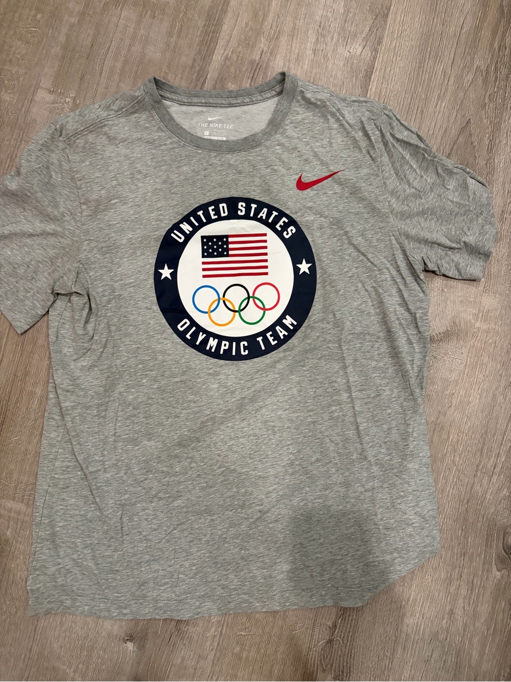 Nike Gray United States Olympic Team Logo Tee with Red Swoosh